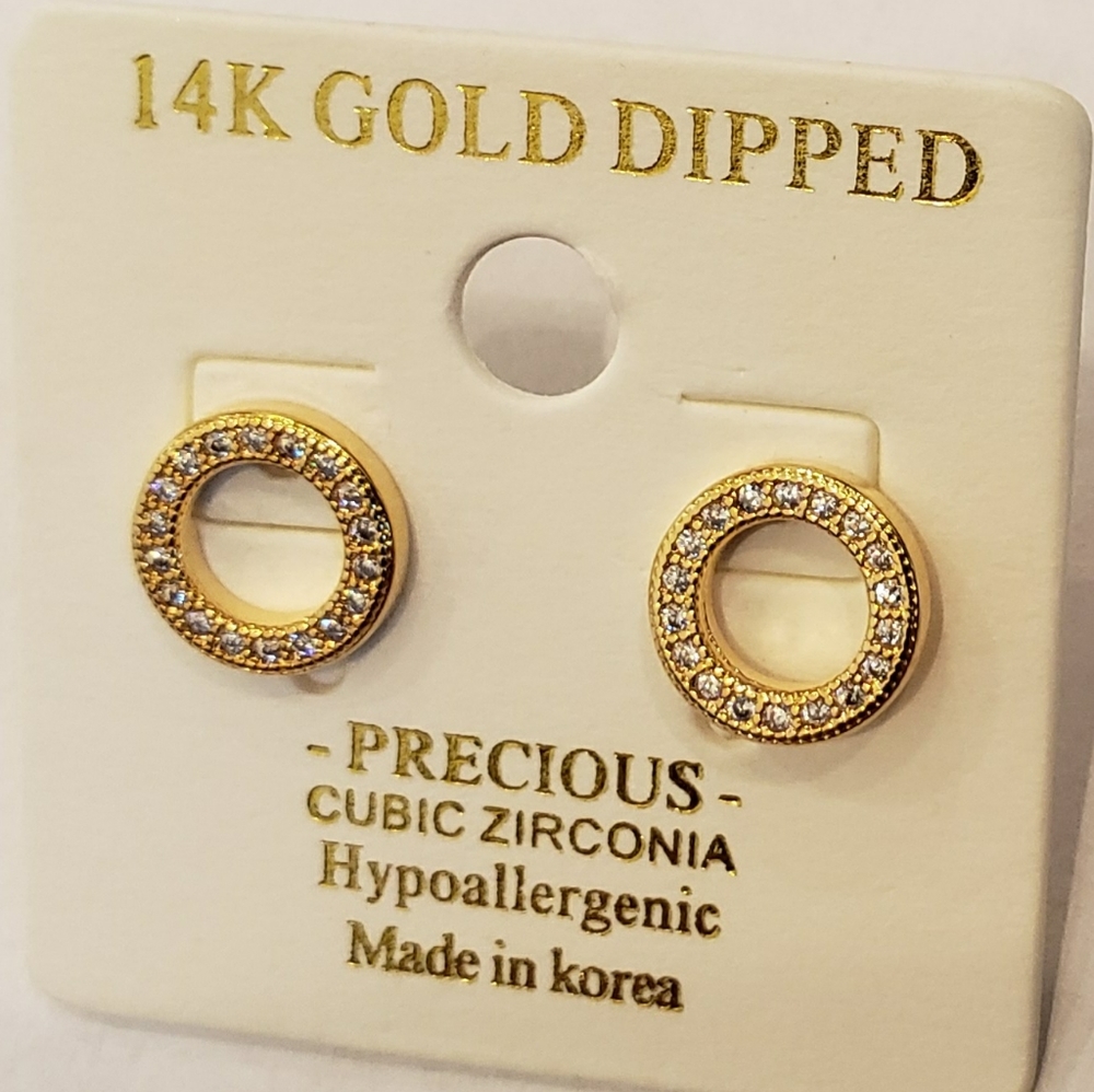14k Gold Dipped Cz Earrings
